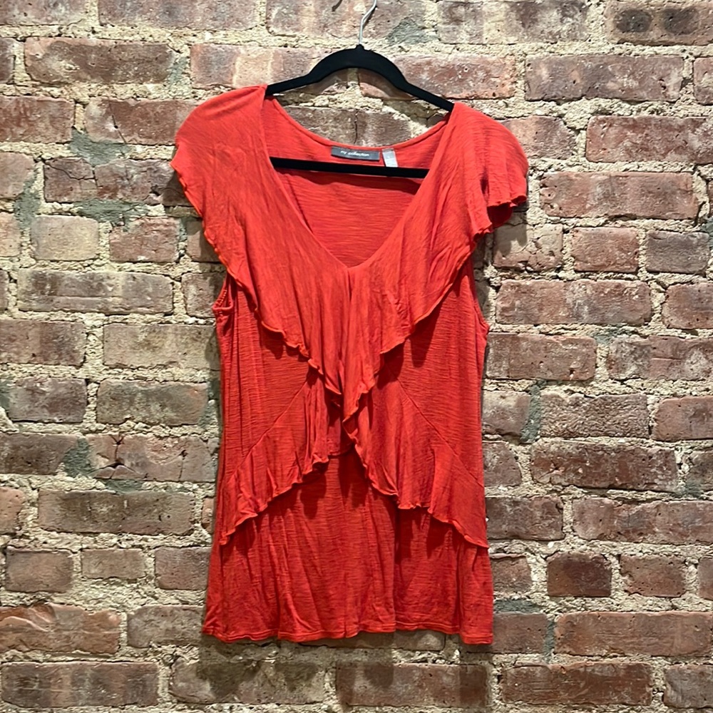 Red-Orange blouse beautiful design light weight.
